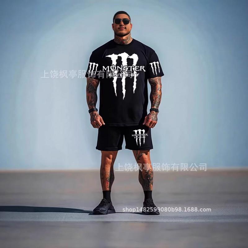 Mens Athletic Short Sleeve T-Shirt Shorts Set Boxing Training Sportswear Lightweight Casual Gym Wear