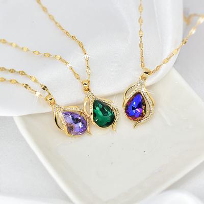 Women'S Water Drop Necklace Wind Advanced Sense Simple Temperament Single Product Titanium Steel Collarbone Chain