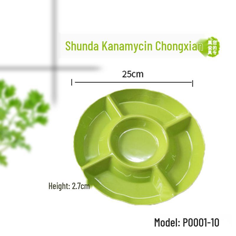 Melamine A5 Round Platter with Five Compartments for Snacks and Fruits