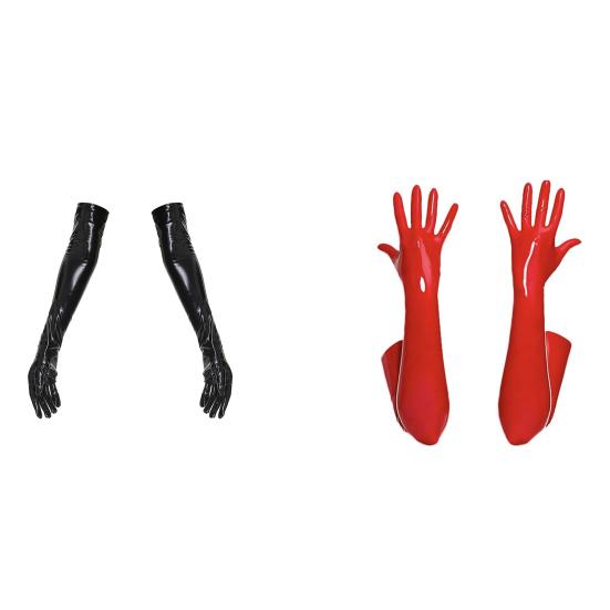 1 pár Vysoce elastické jednobarevné taneční rukavice Lesklá umělá kůže Dlouhé rukavice pro jevištní vystoupení Cosplay doplňky