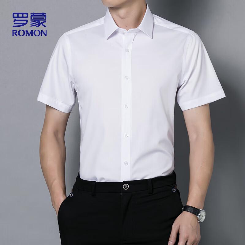 ROMON Men's Non-Iron Breathable Short Sleeve Shirt