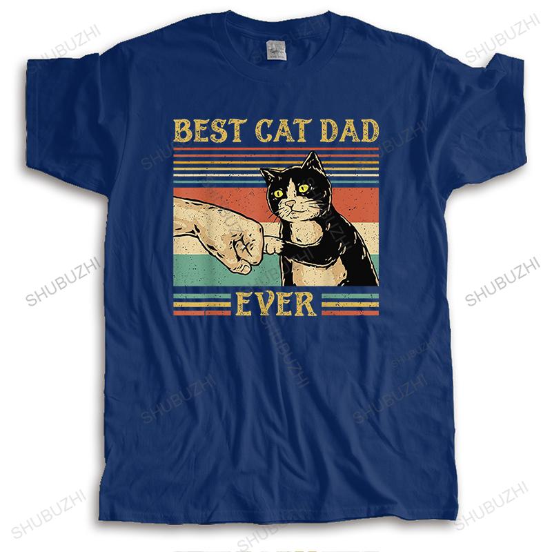 New Cotton Summer Tshirt Fashion Printing Short Sleeve Best Cat Dad Ever Unisex Streetwear Teeshirt Loose Vintage Style Tees