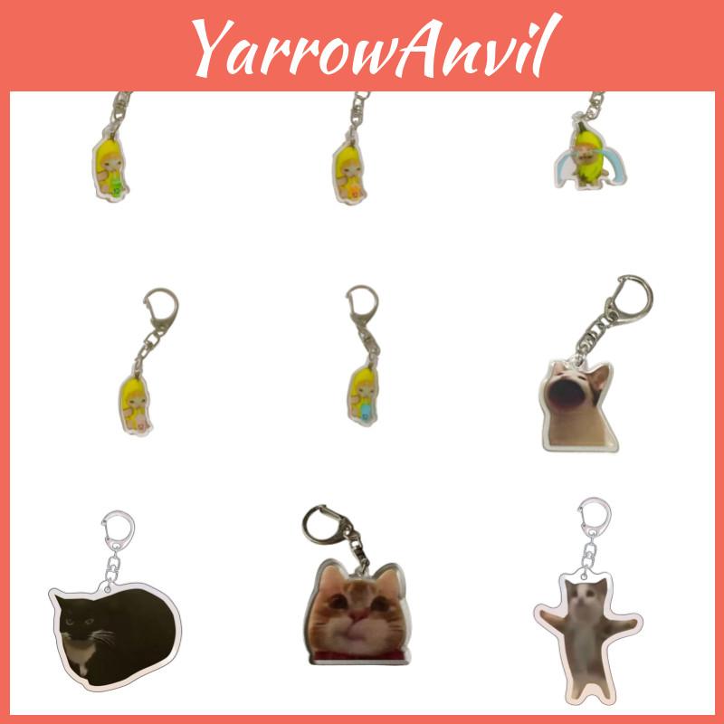 Funny Banana Cat Keychain Cute Acrylic Bag Charm For Cat Lovers 3.5cm Height