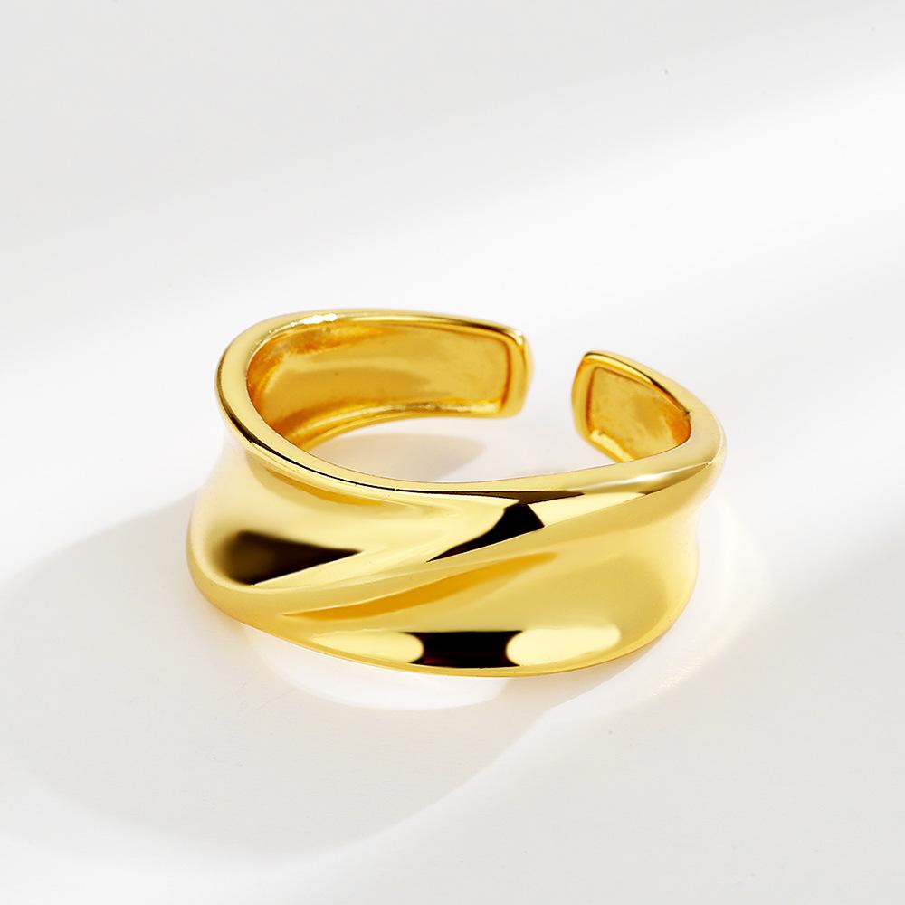 Vintage Exaggerated Irregular Curved Concave Wide Band Open Ring For Women Fashion Statement Jewelry