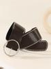 Faux Leather Belt With Rivet Decor And Metal Pin Closure For Trendy Outfits
