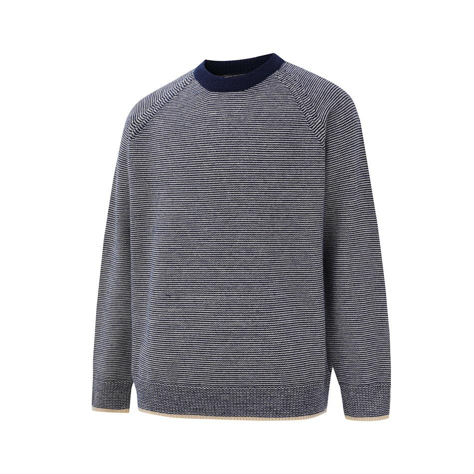 FORN3 Retro Striped Knit Sweater Unisex Casual Loose-Fit AW238 Small темно-синий