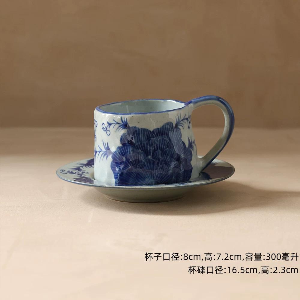 Vintage Hand-Painted Ceramic Mug, Retro Floral Coffee Cup, Handmade Art Teacup for Home Office