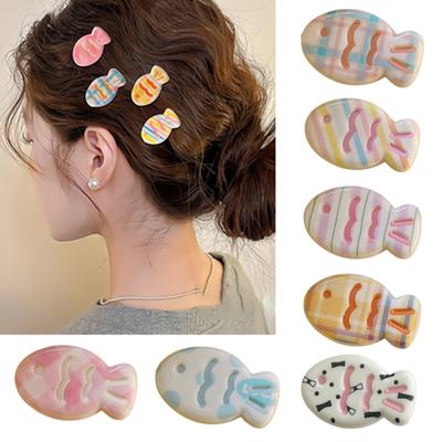 4Pcs Hairpin Cream Macaron Color Snapper Fish Shape Hair Clips Gentle Hold