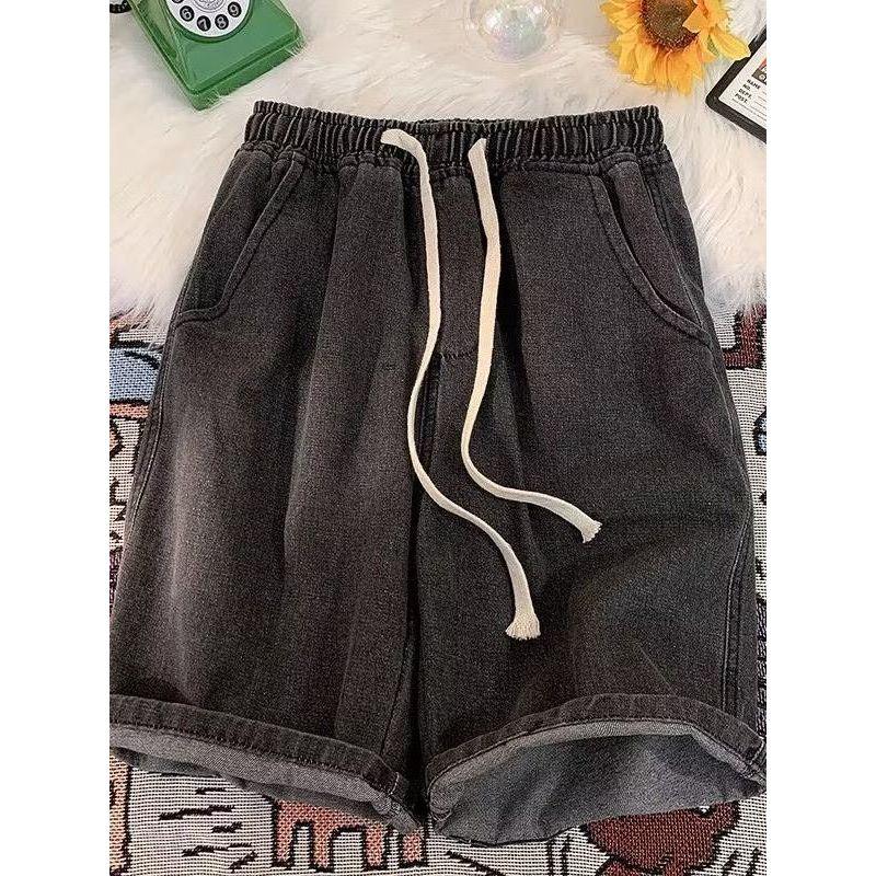 Elastic Half Length High Waist Thin Small Denim Shorts