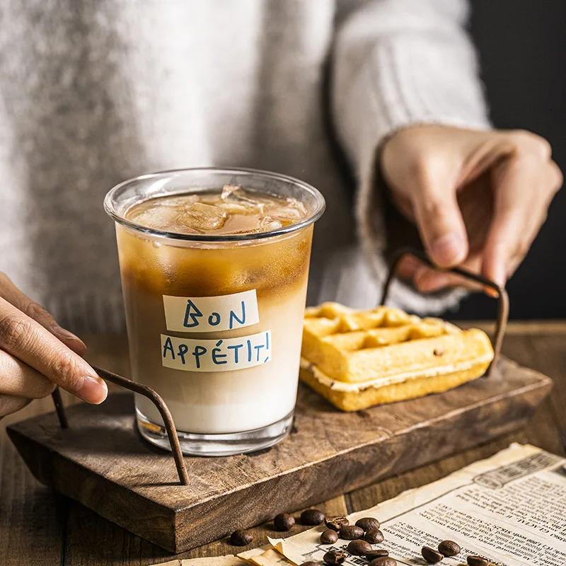 Ins 350ml Glass Cup Espresso Cup Transparent Milk Cold Coffee Glass Mug Beer Water Drinking Cups Kitchen Accessory Water Glass