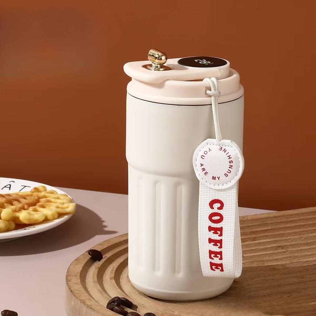 Sticlă termos de 450 ml, cu afișare inteligentă a temperaturii, ceașcă cu vid din oțel inoxidabil 316, ceașcă de cafea pentru birou, cană termică portabilă de afaceri
