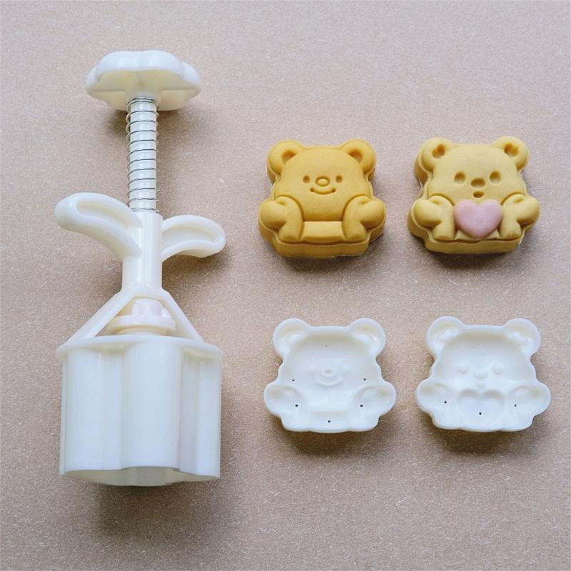 Cookie Stamps Heart Bear Moon Cake Molds Hand Pressure Moon Cake Maker Bakings Tool for MidAutumn Festival