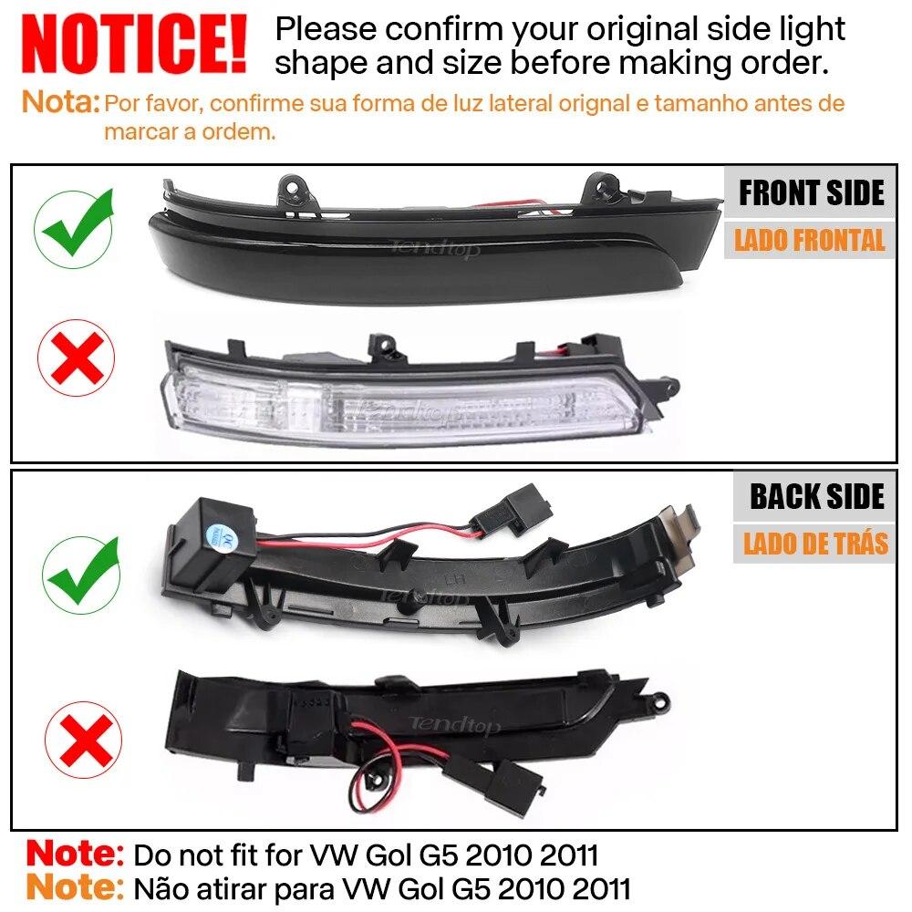 Dynamic Turn Signal Light Arrow Rearview For Volkswagen GOL G6 G7 G8 FOX  POLO Golf 4.5 Vento Voyage Saveiro CrossFox Passat
