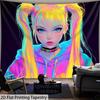 VIKAMA Neon Doppel-Pferdeschwanz Mädchen Trendig Cool Wandteppich Cyberpunk Stil E-Sport Zimmer Tapete Zimmerdekoration Hausdekoration
