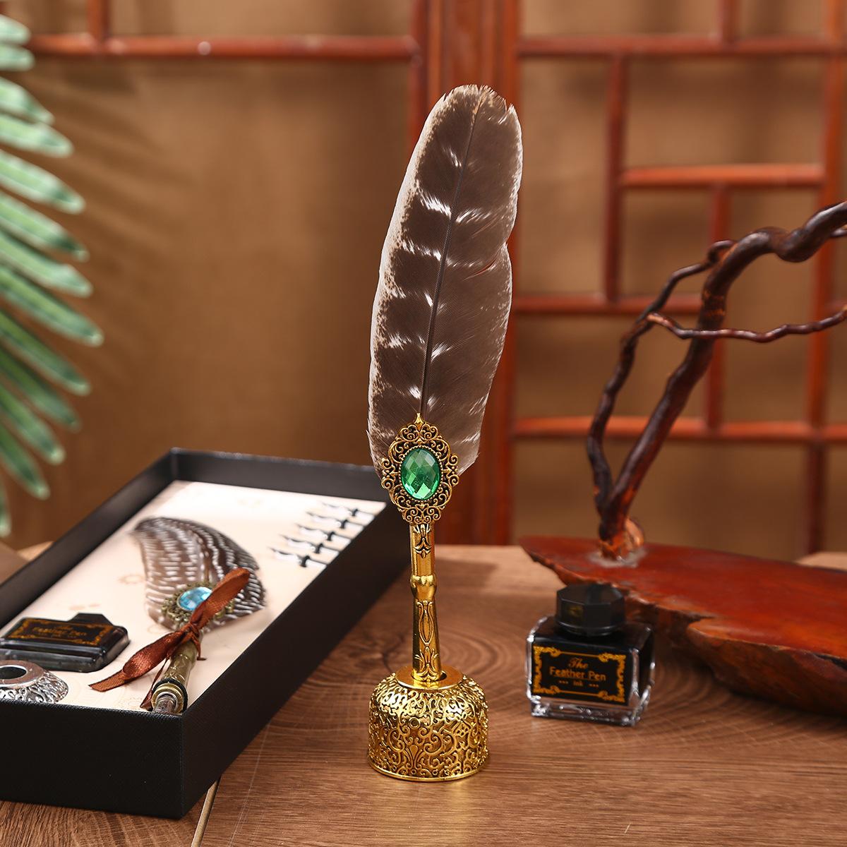 

Винтажный набор перьев «Магический самоцвет», ручка для макания в чернила, подарочная ручка, ручка в подарок на День учителя, на день рождения 0.5mm