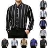 Men Stripes Fashion Leisure Flip Collar Shirt