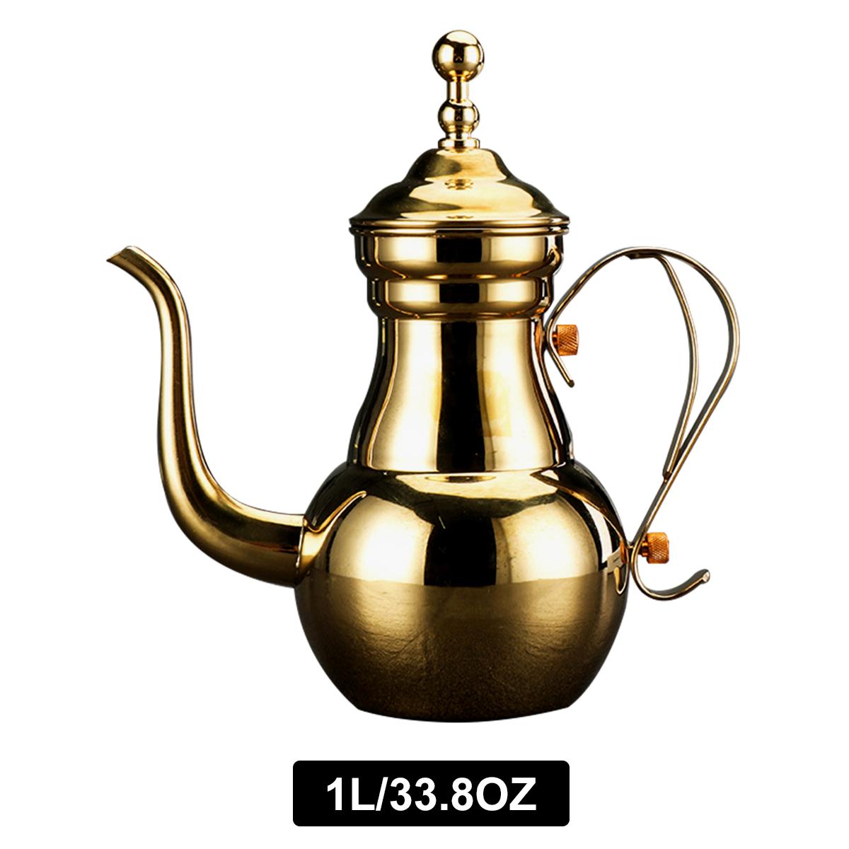 

Турецкий кофейник Leeseph, арабский чайник из нержавеющей стали с фильтром-сеткой, чайник с изогнутой шеей для кофе, чая, сока, молока