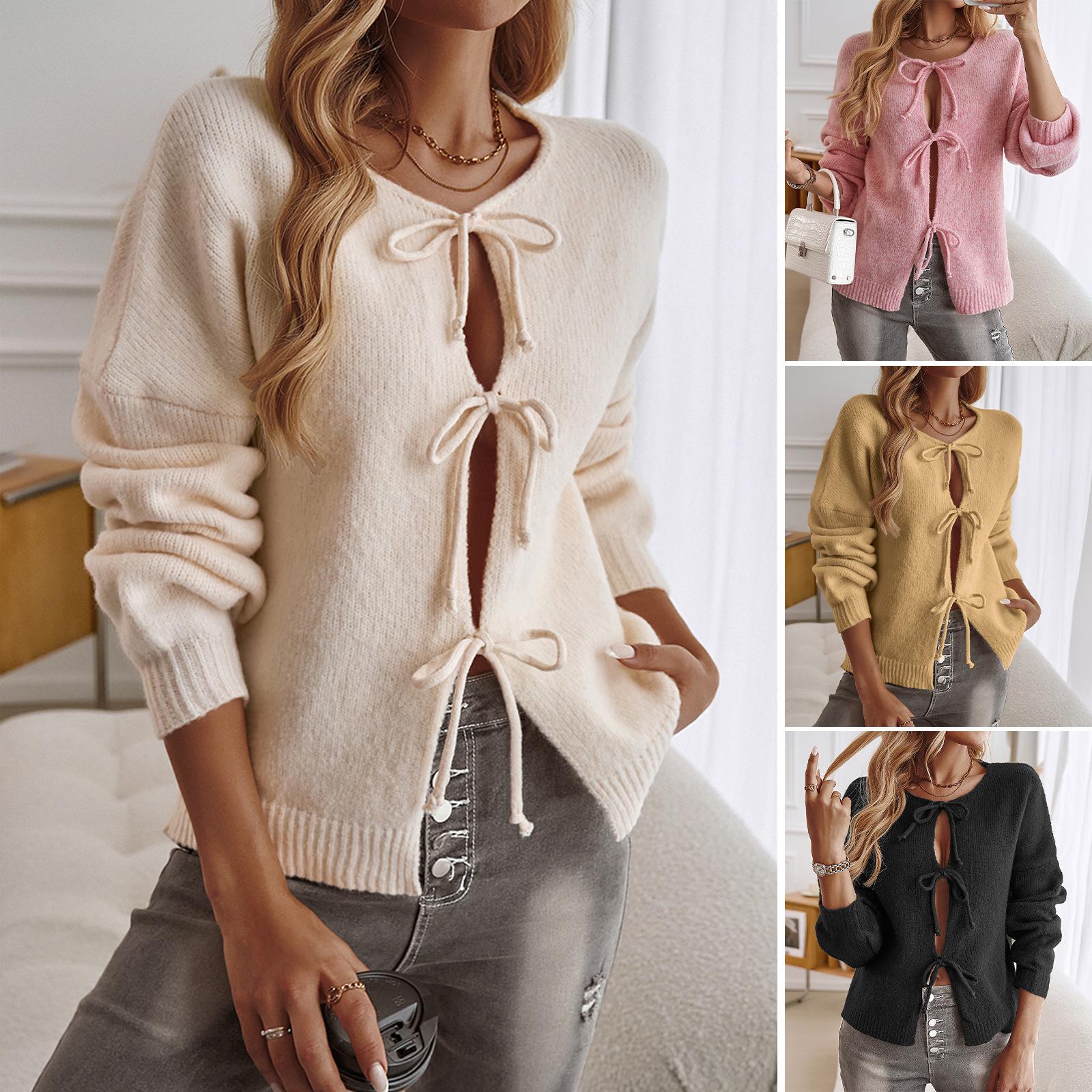 

Diyun 2024 Autumn/Winter Women s Casual Lace-Up Cardigan Sweater