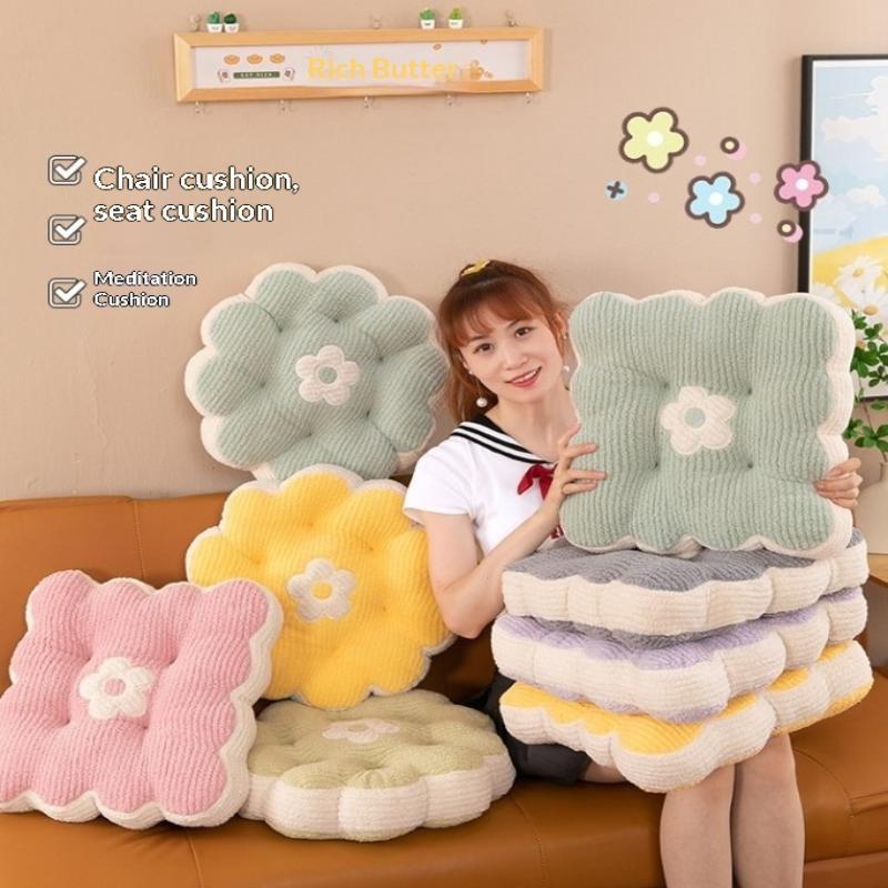 New Solid Color Simple Biscuit Comfortable Cushion Round Waist Protection Cushion Office Seat Square Breathable Cushion Gift