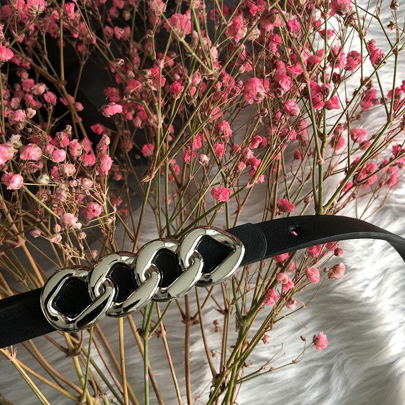 Trendy Women's Pu Chain Belt For Jeans And Dresses Stylish Slim Design In Black And Silver