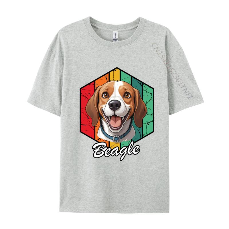 Beagle Retro TShirt 3D Style Cotton Men Tops T Shirt Smiling Beagle Dog Print Fitted T Shirt Mens Tees Custom