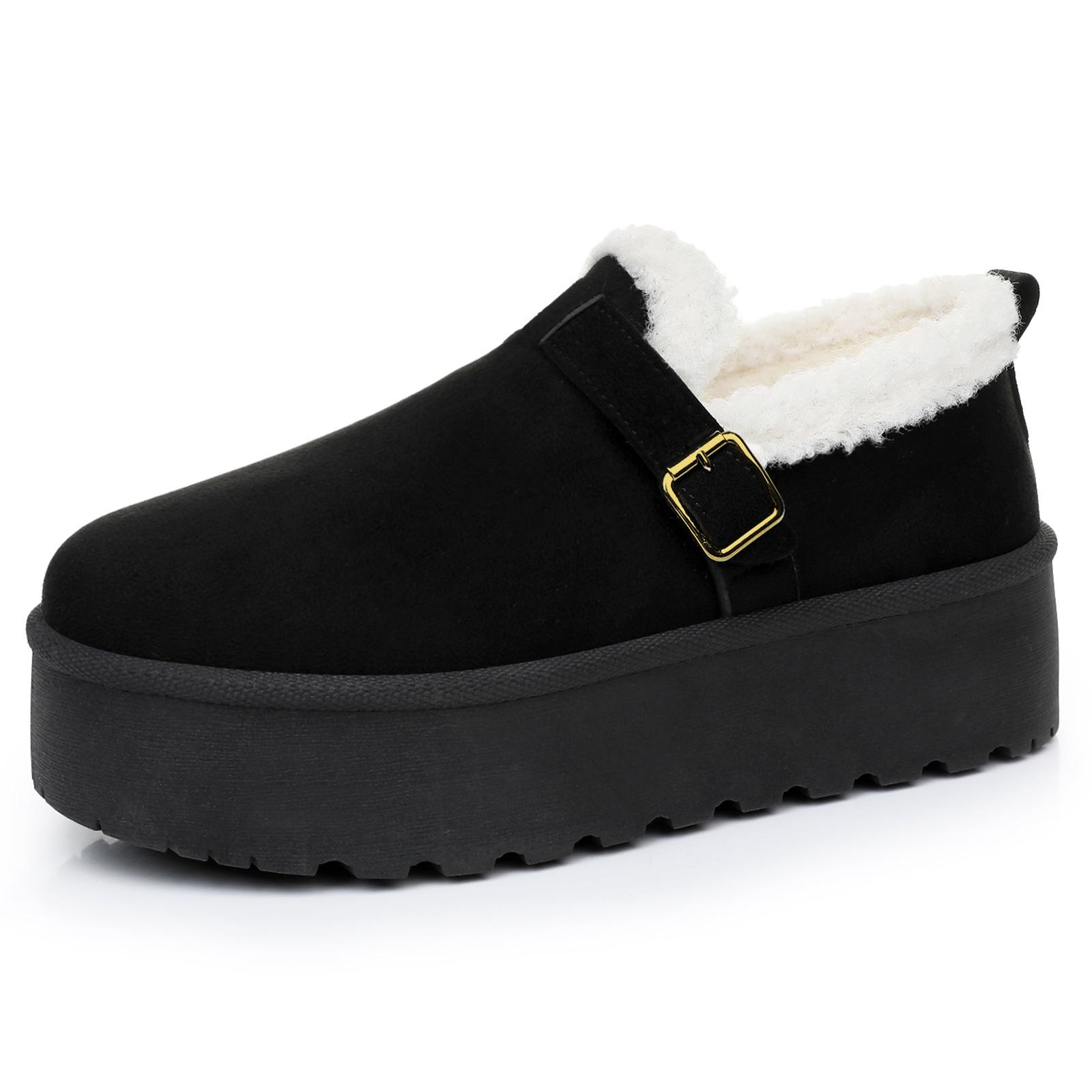 

Женские новые зимние хлопковые туфли с плюшем и толстые хлопковые ботинки, женские универсальные сноубутсы на толстой подошве 39 чёрный