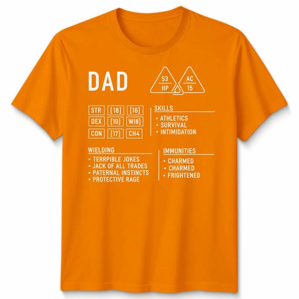 Dad Dungeons Unisexs T Shirt Dragons Character Sheet Fathers Day Gift Dnd Rpg