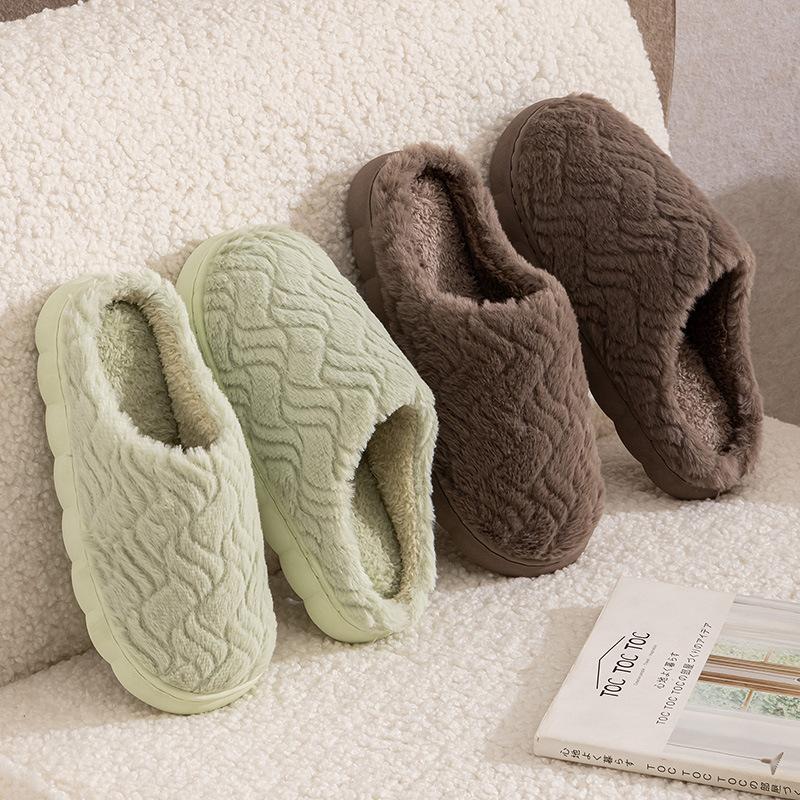 Qidashun winter home cotton slippers, new indoor and outdoor plush couple warm plush cotton mop