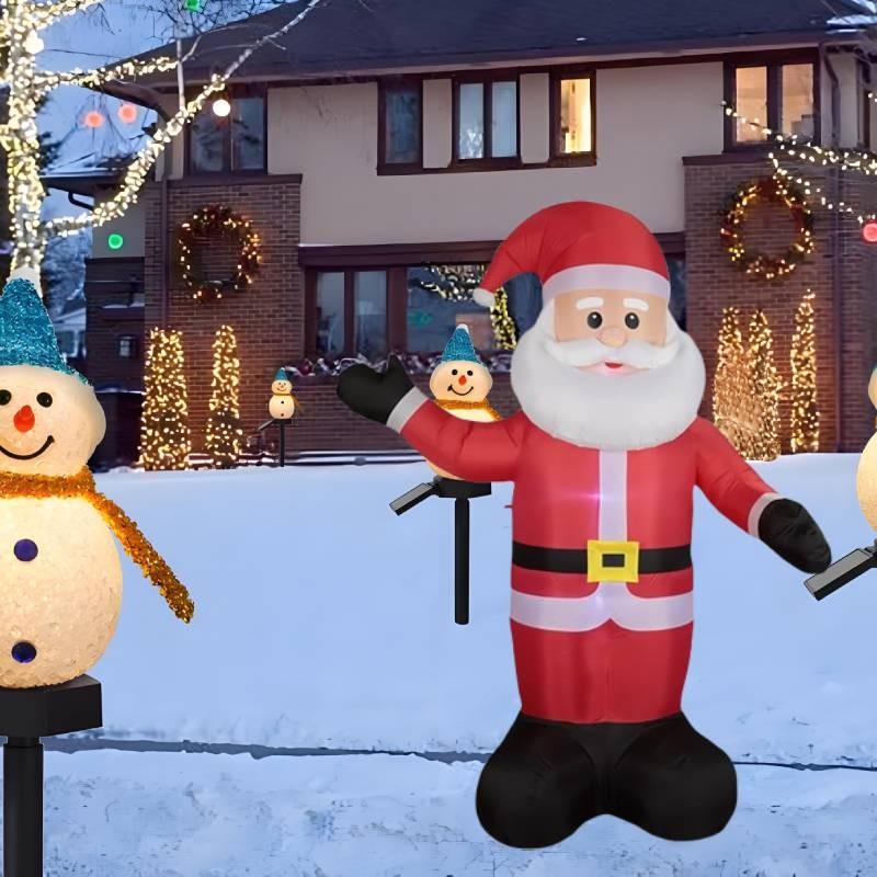 Färgglad Uppblåsbar Jultomte Med LED-lampor För Festlig Utomhusdekoration