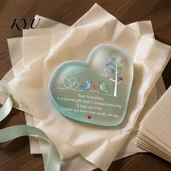 Thoughtful Gratitude Gifts Heart Ornament with Heartwarming Message, Best Friend Decorative Ornaments for Car Keepsake, Acrylic Desk Decoration Women