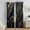 2 Pcs, Versatile Polyester Transparent Curtains for Home Decoration Black Marble Print for Use In Bedrooms and Living Rooms