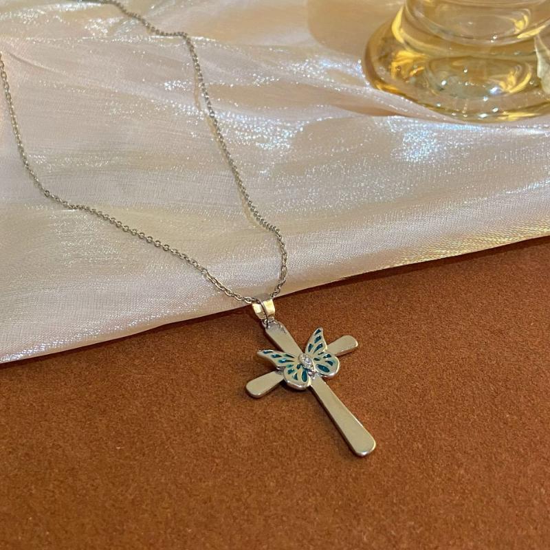 

Мода Личность Дизайн Уличный Крест Бабочка Ожерелье Женщина