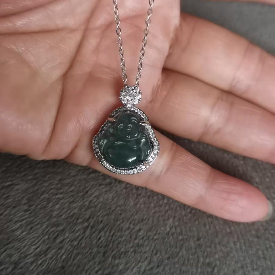 High Ice Chalcedony Buddha Pendant Necklace: Titanium Steel Girls’ Birthday Gift
