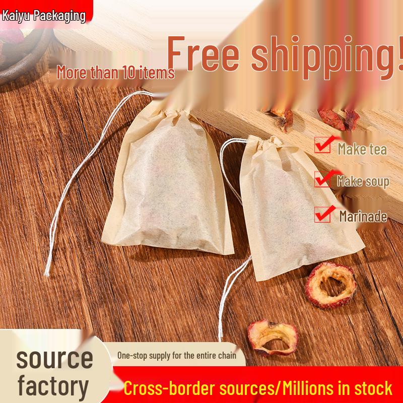 

Natural Disposable Drawstring Tea Bags, 7*9cm, 100-pack for Brewing