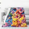 Pokemon Flannel Blankets Warm Throw Blanket for Couch Bed Picnic Fluffy Bedspread Sofa Bed Cover