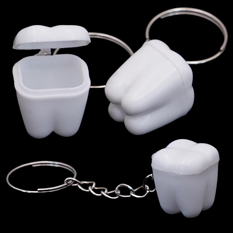1020Pcs Tooth Shape Milk Teeth Box Plastic Keychain Kids Teeth Storage Case Organizer Child'S Tooth Souvenir Save Container