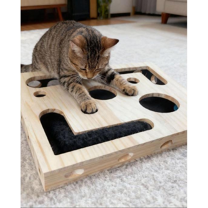 Cat Nail File Box - Cat Scratch Puzzle Enrichment Box, Natural Nail File & Claw Trimmer Alternative, Interactive Toy To Prevent Furniture Scratching,