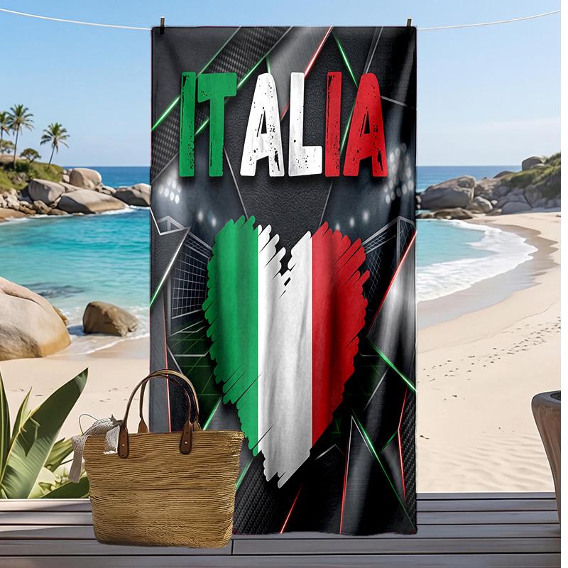 Italy Football Print Beach Towel Quick Dry Super Absorbent Soft Bath Towel for Swimming Beach Travel Fan Souvenir Gift