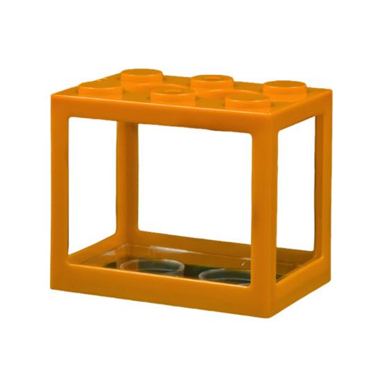 

Mini Betta Fish Tank Stackable Building Block Tiny Aquarium Fish Bowl Clear Visible Rectangular Small Shrimp Fish Cube Tank Decoration оранжевый