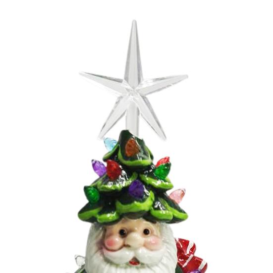 Brad de Crăciun Santa Luminat Decor 11 Inch Rășină Bătrân Brad de Crăciun Lumină cu Lumini Multicolorate Și Vârf Stea pentru Decor de Masă de Sărbători
