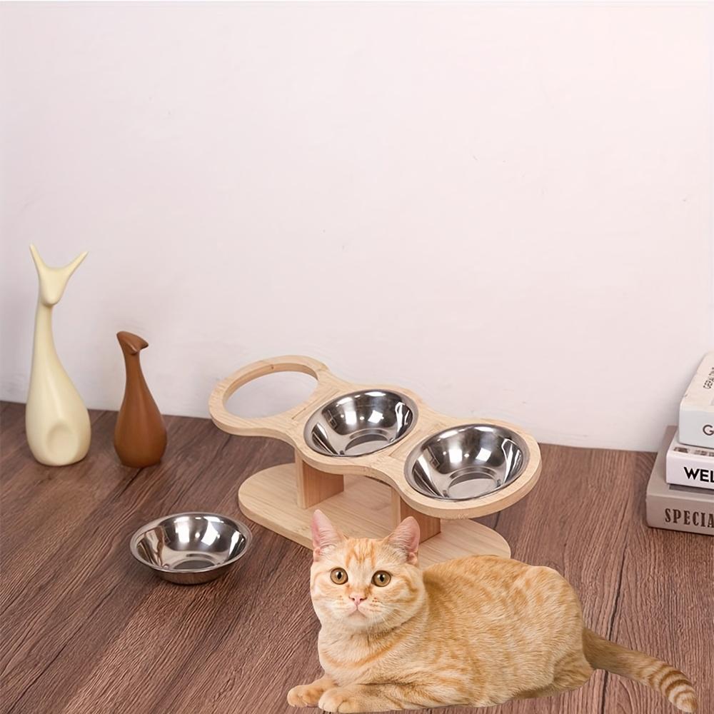 Ciotole per Gatti Rialzate Ciotole per Cibo per Gatti, Cuccioli Cani Piccoli, Supporto Rialzato per Ciotole per Cani Ciotola Alimentatore Regolabile Supporto per Ciotole Acqua Cibo per Cani Gatti con 3 Ciotole in Acciaio Inossidabile