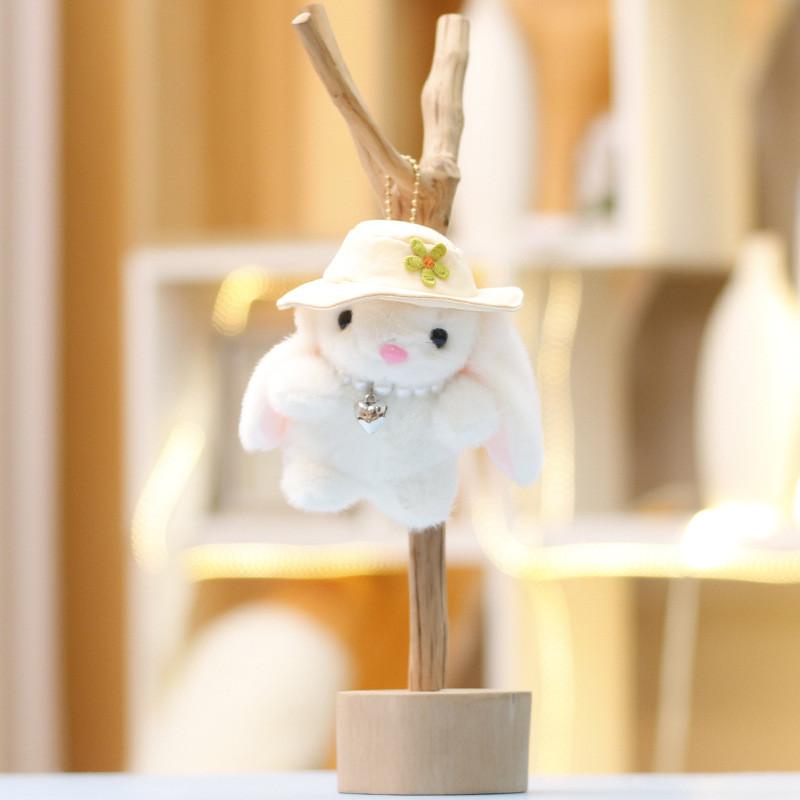 Hat Plush Rabbit Toy Key Chain Stuffed Doll Pendant Backpack Gift Decoration