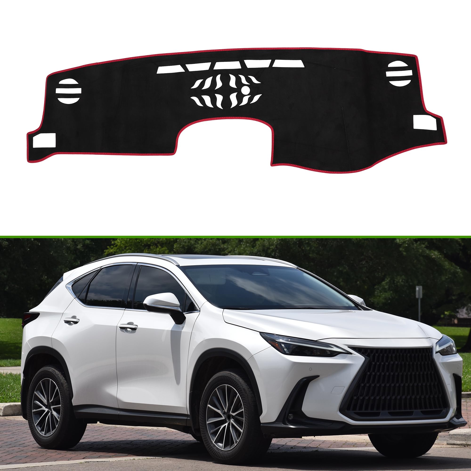 

HOPESPANNER Dashboard Dashboard Protective Mat for Lexus and NX300h Suede Reduces Interior Custom Heat Black with Red Drive Only Mat, Cover, NX200T,