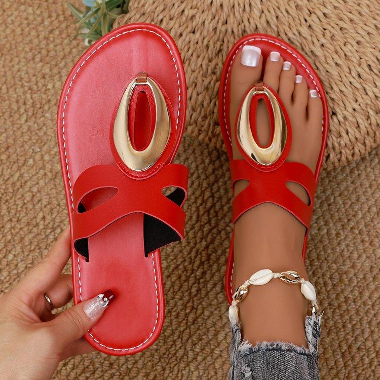 Women's Fashionable Navy Blue Flip Flops Stylish Open-Toe Sandals for Beach Outdoor Casual Slippers