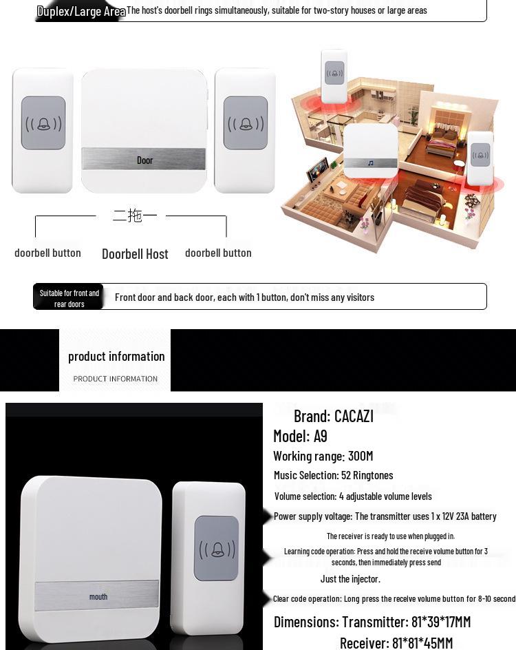 Ultra-Long Range Waterproof Smart Wireless Doorbell for Smart Homes