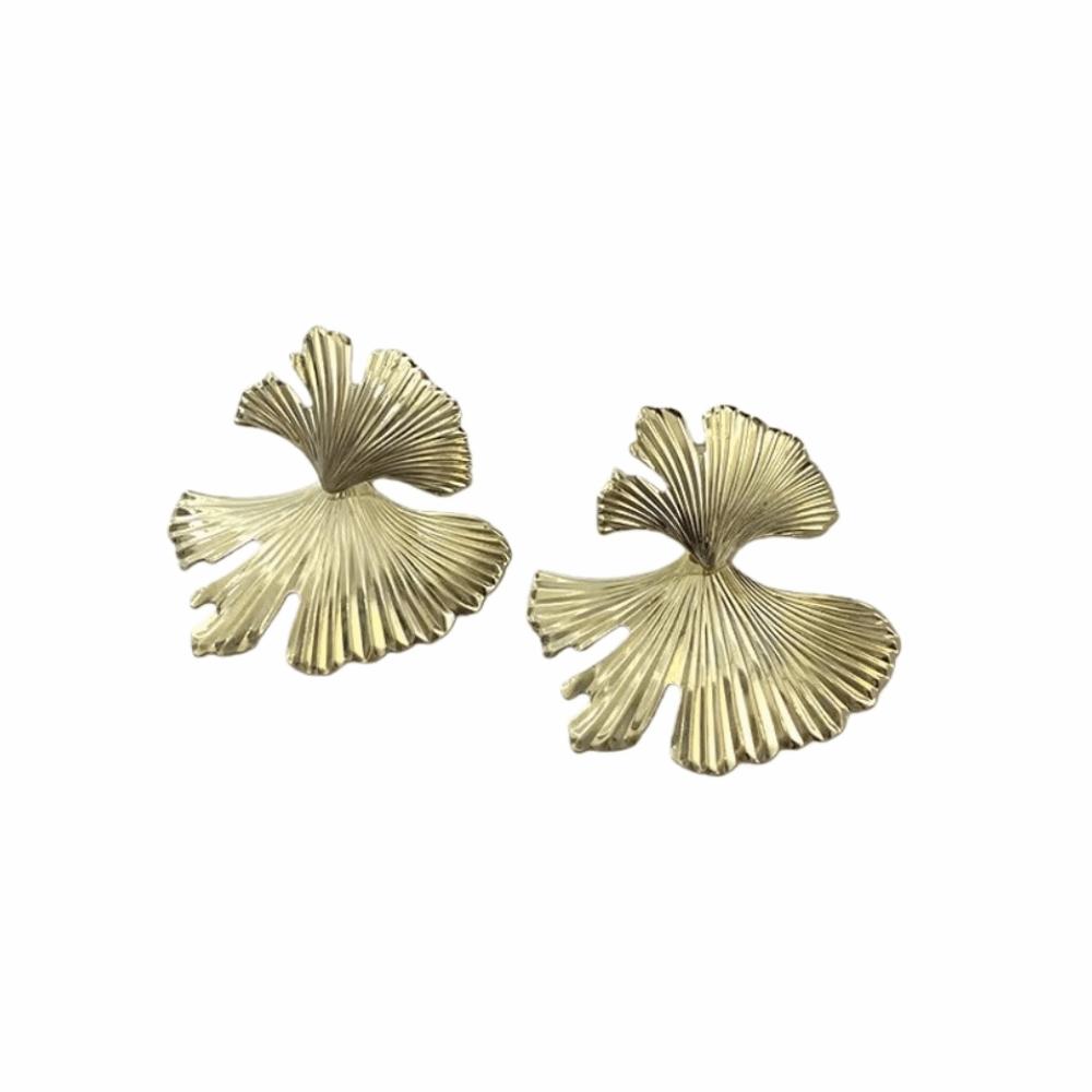 Silver/Gold Metal Ginkgo Leaf Earrings Metal Leaves Ear Studs Personality Big Plant Earrings  Party