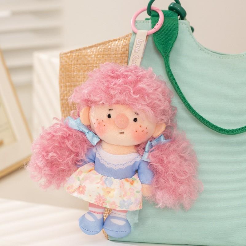 Plush Keychain With Rainbow Curly Hair For Kids And Teens Gift