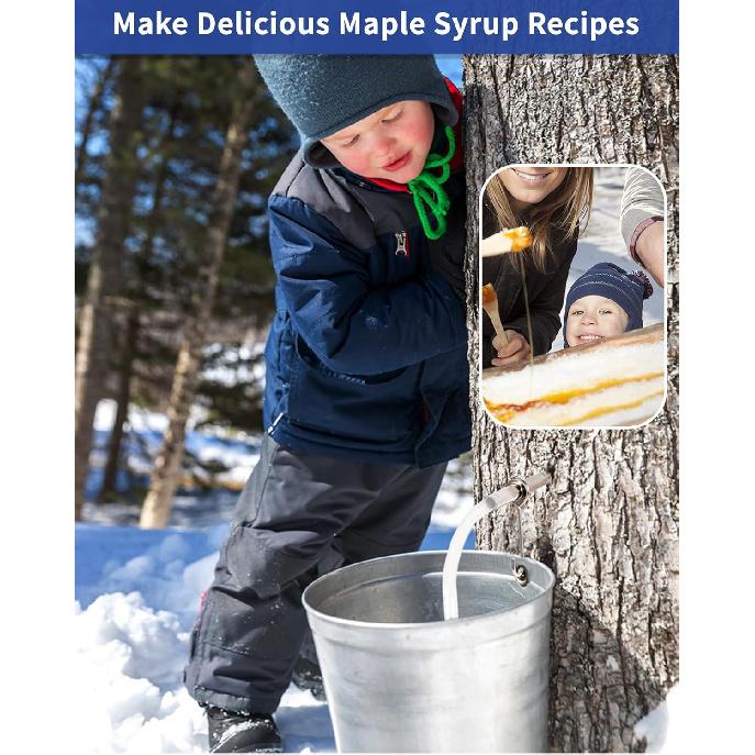 22Pcs Maple Syrup Tapping Kit, Maple Tree Tapping Kit with 6 Stainless Steel Maple Syrup Taps, 6 Maple Syrup Tubing, 6 Hooks, 2 Maple Sap Filters,