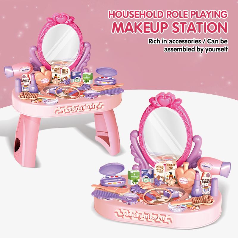 Non-Toxic 30Pcs Kids Dressing Table Toy Children Simulation Home Makeup And Makeup Jewelry Box Pretend Play Toys For Children Birthday Gift