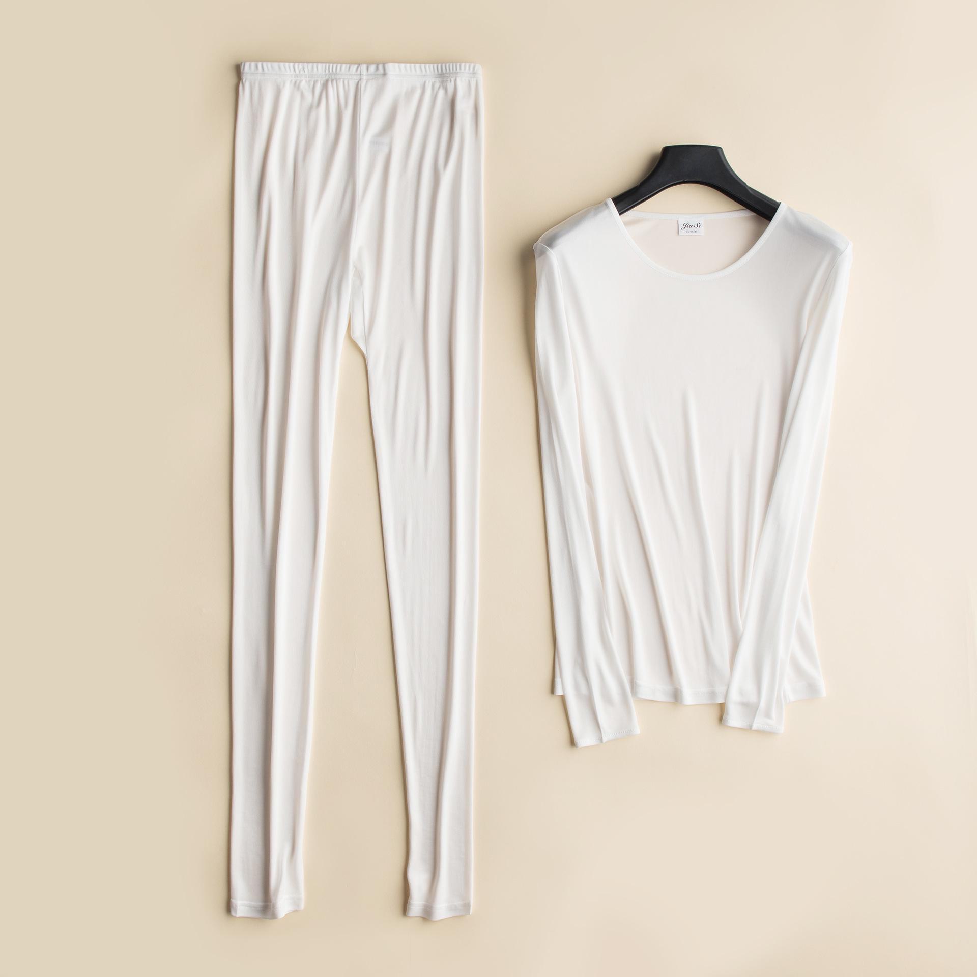 

Tangge женский комплект из натурального шелка с длинными рукавами и леггинсов - осенняя домашняя одежда L